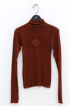 BASERANGE Tiger Cardigan Turtleneck Sweater TOTST-CG-AU23 Burn Pompom
